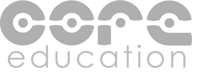 A logo with the words core education